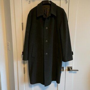 Strellson Men's Lined Outdoor Virgin Wool Blend Overcoat in Olive Green Sz 50 EU